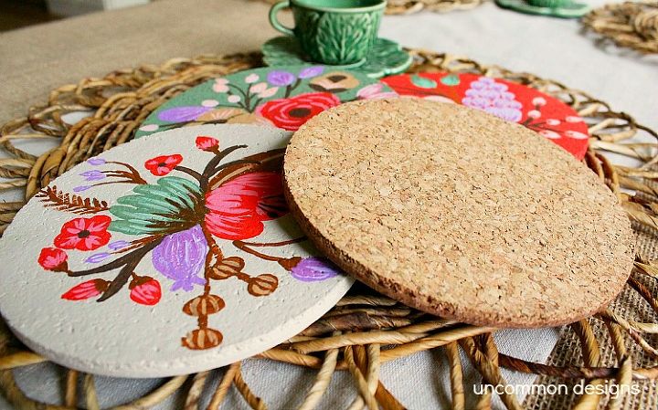 painting your own botanical look cork coasters, crafts, decoupage, painting, Started with simple cork coasters