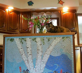 our mosaic kitchen island, home decor, kitchen design, kitchen island, tiling, Our mosaic kitchen island