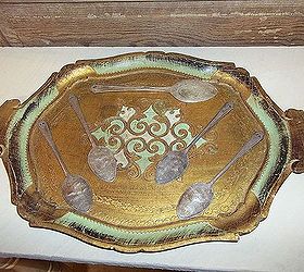 vintage wood tray and some old spoons into fine wall art, crafts, home decor, repurposing upcycling