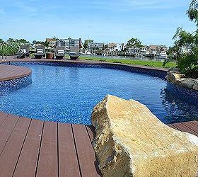 the deck and patio company replaces pool deck after hurricane sandy, curb appeal, decks, outdoor living, patio, Vinyl Lined Pool Vinyl liners come in a large variety of colors which can react with the water to create the romantic grotto or lagoon effect so desirable today