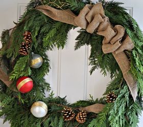 diy rustic cedar bough wreath, christmas decorations, crafts, seasonal holiday decor, wreaths, Create this over sized cedar wreath using cedar boughs from the yard