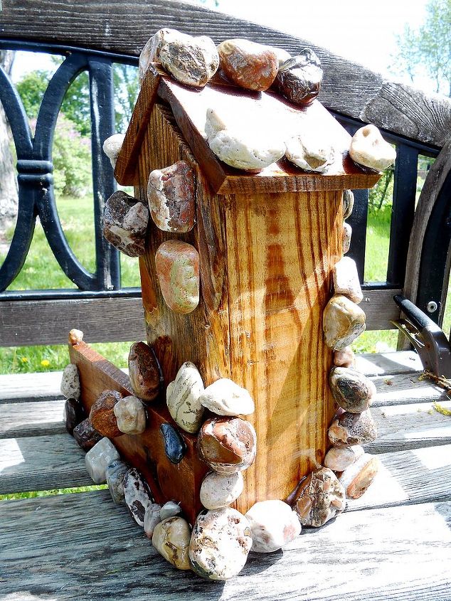 my lake superior rock collection, crafts, home decor, pallet, repurposing upcycling, part two of 2 for 1 deal bird feeder in same shape as nesting house SOLD for 50