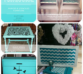 turquoise to teal painted and stenciled blue furniture, painted furniture