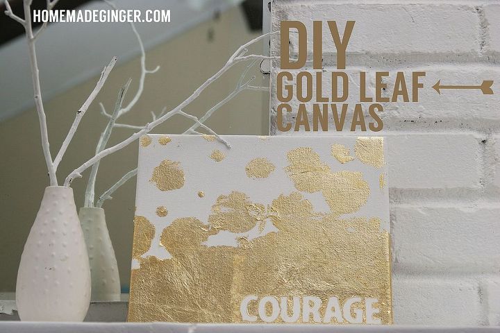 diy gold leaf canvas, crafts, home decor