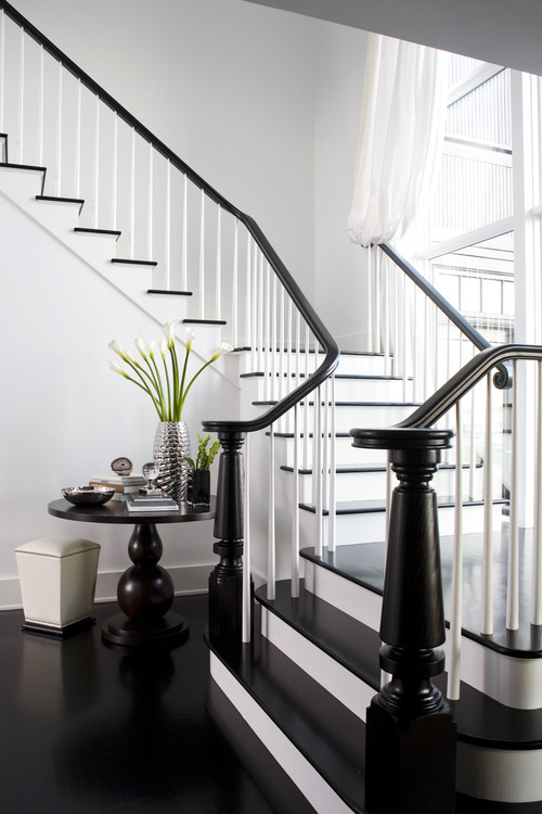 mini makeover paint your banister black, home decor, painting, Classy and Sophisticated Entry