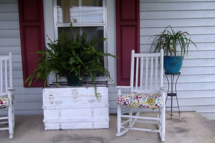 perked up porch, outdoor living, porches, Painted it white and use it as a plant stand