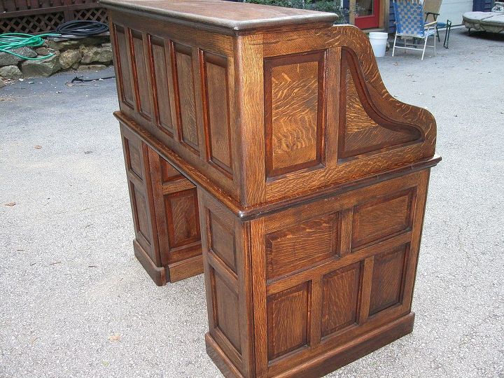 restoration of antique roll top desk, painted furniture, 3 4 view of Finished Product