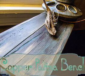 faux cooper patina bench, painted furniture, rustic furniture, I love the look of faux metal don t you