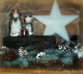 cozy winter mantel, seasonal holiday d cor, Waterless Snow Globes Rusty Toolbox White Metal Star