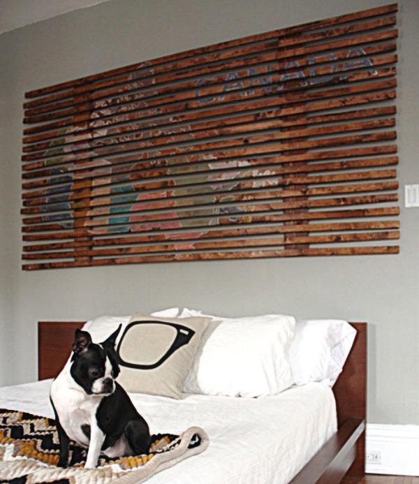 my favourite diy wall decorations from around the web, home decor, Who said geography cam t be fun The guys from Design Sponge www designsponge com have the perfect slatted wood project