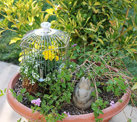 small container gardening in a rotisserie, container gardening, gardening, Planting small containers in existing planters