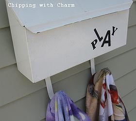 playing with a mailbox for summer storage, cleaning tips, outdoor living, repurposing upcycling, I just used twine to hang it from an exterior light I added the vinyl letters just for fun
