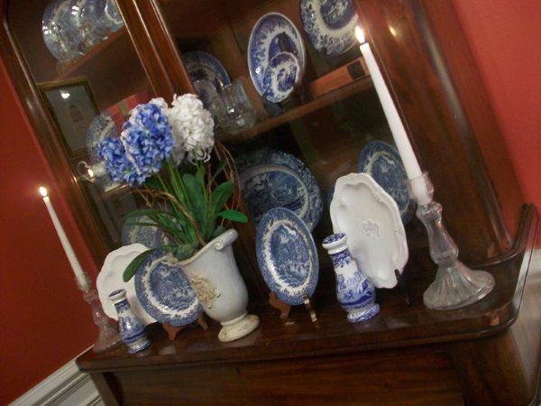 an english hutch transformation with white dishes, home decor, painted furniture, Before with Blue and White