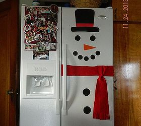 snowman refrigerator, seasonal holiday d cor, Snowman Refrigerator made with card stock felt and magnets
