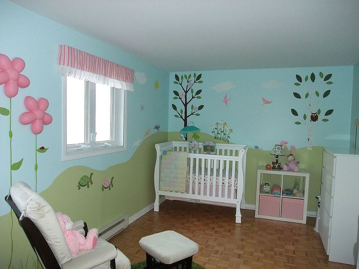 children bedroom wall murals, painting, wall decor, Forest Friends Girls Nursery created with wall stencils from My Wonderful Walls