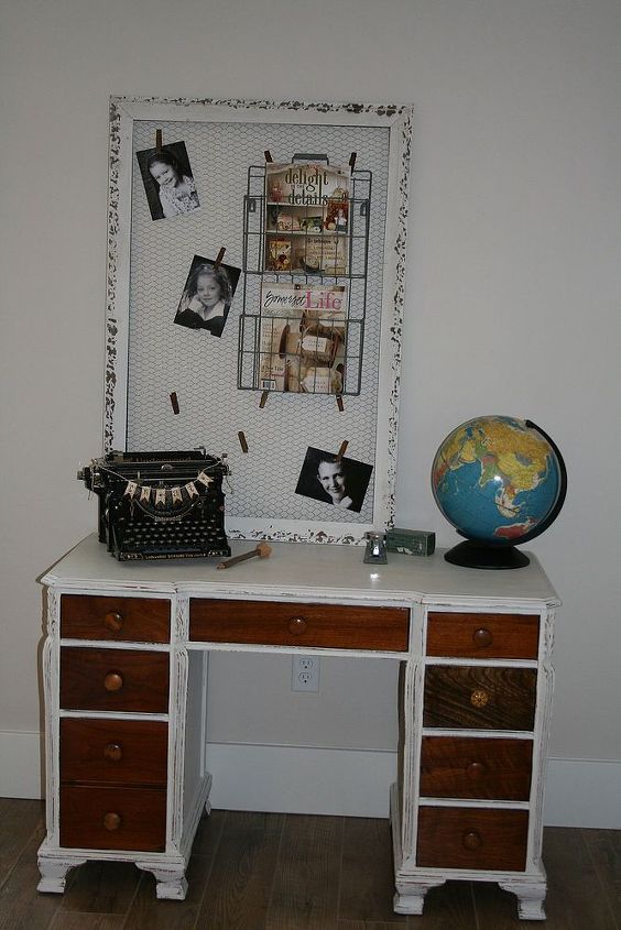 craft room sneak peek, craft rooms, organizing, The desk that I painted with chalk paint that once belonged to my father