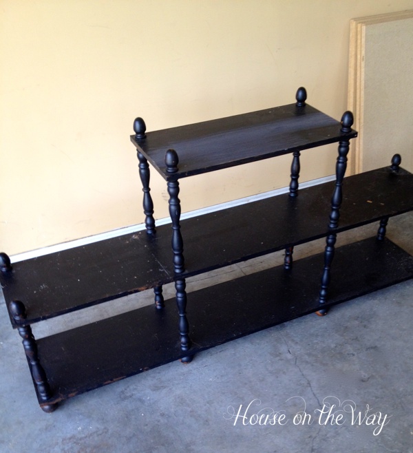 three tier shelf transformation, painted furniture, shelving ideas, storage ideas, The before horribly thick black paint