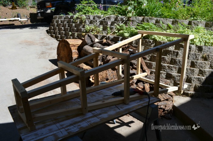 diy easy garden obelisk, Add side rungs to attach two ladders together