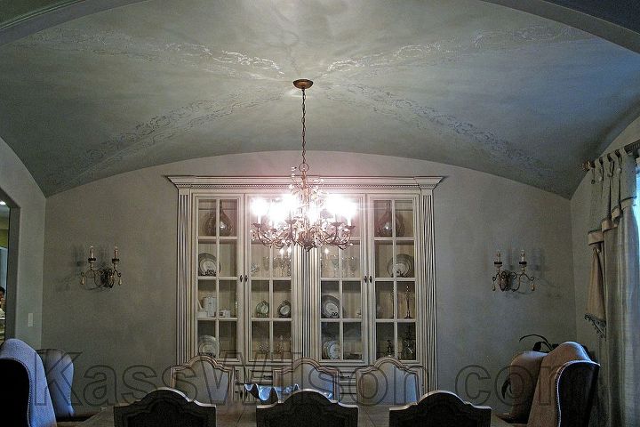 celebrate your architecture, architecture, dining room ideas, home decor, wall decor, Ceiling AFTER decorative painting and stenciling