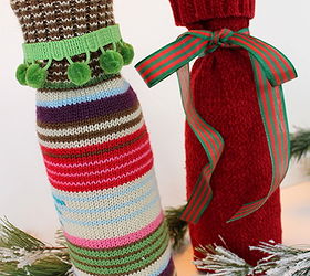 recycled sweater wine bottle gift bags, repurposing upcycling, Sweater Wine Bottle Gift Bags