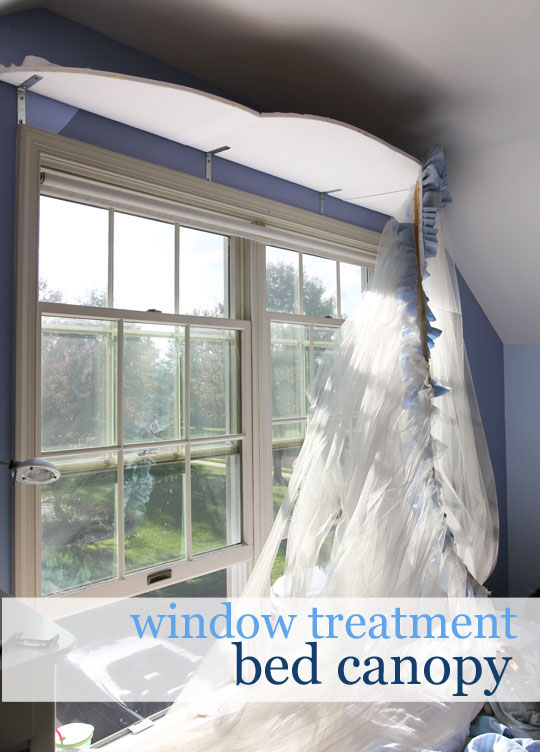 how i made a bed canopy window treatment, bedroom ideas, home decor, window treatments, Bed canopy Window Treatment