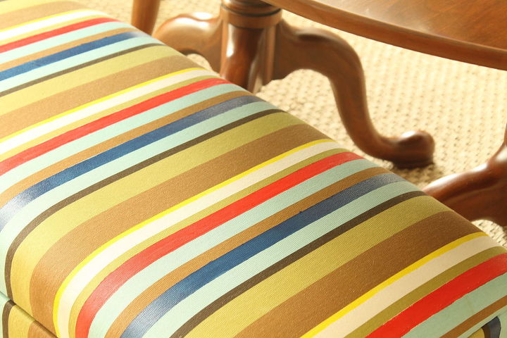 add stripes to fabric with fabric paint, painted furniture, reupholster