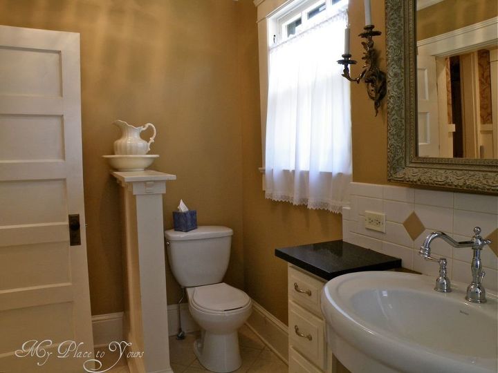 is a large bathroom possible in an old house yes it is, bathroom ideas, home decor, Knee wall at doorway provides privacy