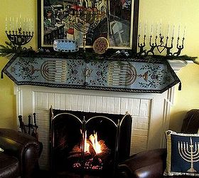 happy chanukah, fireplaces mantels, seasonal holiday d cor, our Chanukah fireplace mantel