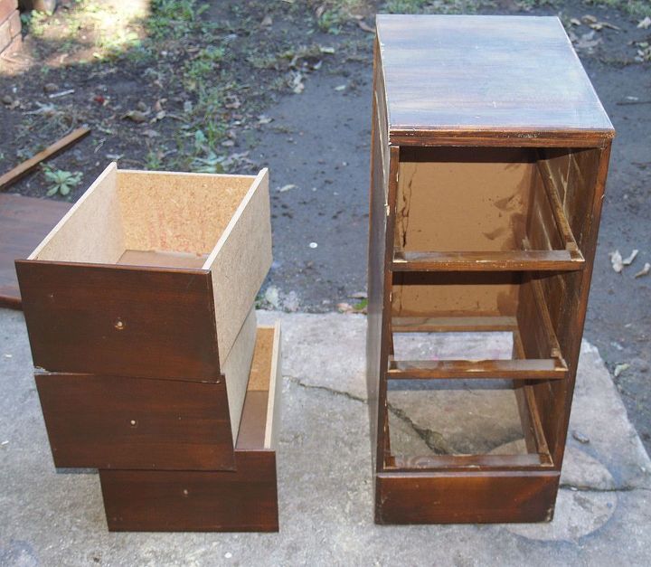 recycle and repurpose of desk part iii, painted furniture, repurposing upcycling, Husband used a circular saw to cut the drawers away from the other part of the desk