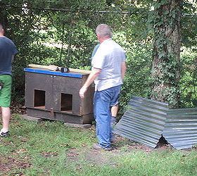we needed a large dog house it was built from a cabinet total cost 20 00, diy, pets animals, repurposing upcycling, Adding the roof