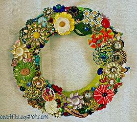 a collection becomes a display how to make a jewelry brooch wreath, crafts, home decor, wreaths, Finished jewelry wreath