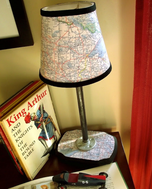 vintage modern map lamp, crafts, lighting, Vintage Modern Map Lamp