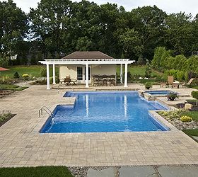 award winning design geometric pool with raised spa, outdoor living, patio, pool designs, spas, Pool House