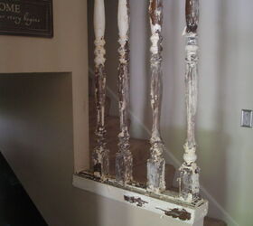 stair spindles and gallery wall, painting, stairs