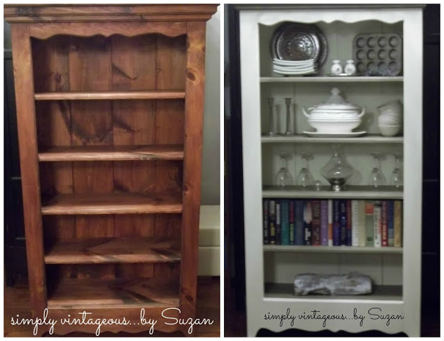 before and after custom bookcases, chalk paint, painted furniture