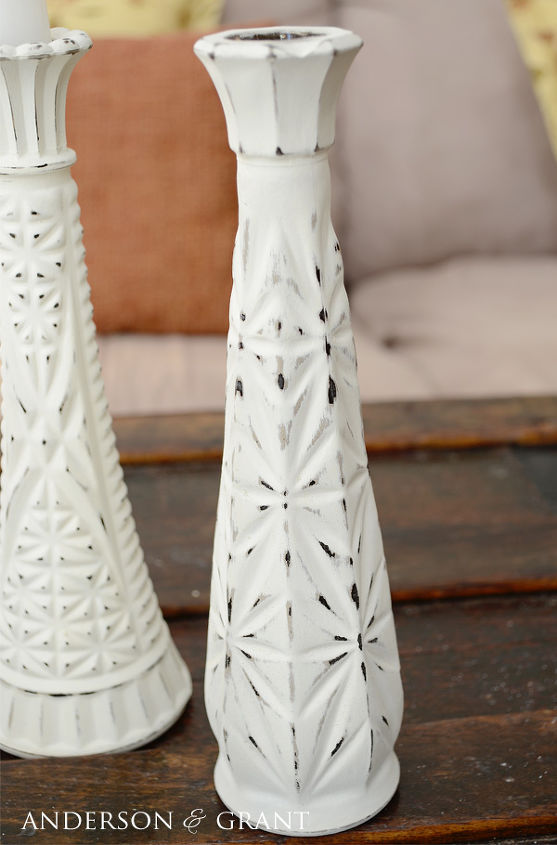 creating distressed candlesticks from glass bud vases, crafts