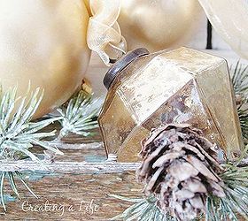 nature inspired mantel decor, seasonal holiday d cor, wreaths, A little vintage style mercury glass gives a pretty sparkle to the arrangement
