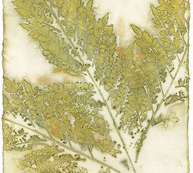 ecoprint art created by steaming leaves against watercolor paper, composting, crafts, go green, Jacaranda leaves 10 x 8 inches ecoprint on watercolor paper