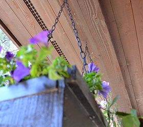 may flower boxes across our huge front porch makes me happy, curb appeal, diy, flowers, gardening, how to, woodworking projects, Close up of the maygarden on the front porch