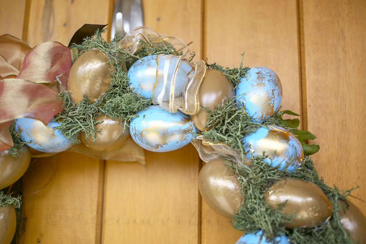 blue gold easter wreath, crafts, easter decorations, seasonal holiday decor, wreaths