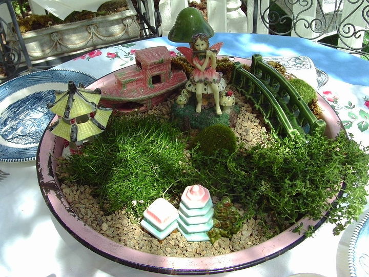 breakfast on the front porch, outdoor living, porches, I made my first fairy garden