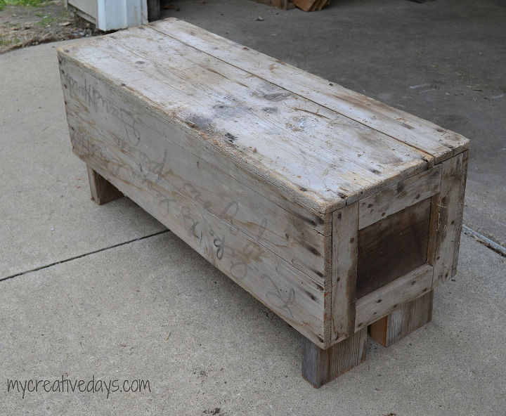 old wood box and leftover wood becomes charming bench, painting, repurposing upcycling, woodworking projects