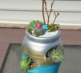 the perfect mother s day gift a strawberry pot succulent planter, crafts, flowers, gardening, succulents, I gave new lease of life to a Goodwill strawberry pot planter with spray paint
