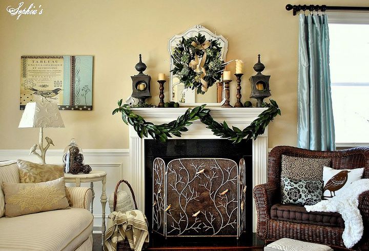 simple garden inspired christmas mantel, christmas decorations, seasonal holiday decor, wreaths