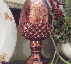 day 4 five days of fabulous fall a family room mantel and super heroes, home decor, living room ideas, I love the mercury glass style copper colored acorns