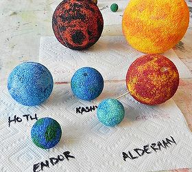 diy star wars mobile homecraft, bedroom ideas, crafts, home decor, Paint each planet to resemble a planet from the Star Wars universe