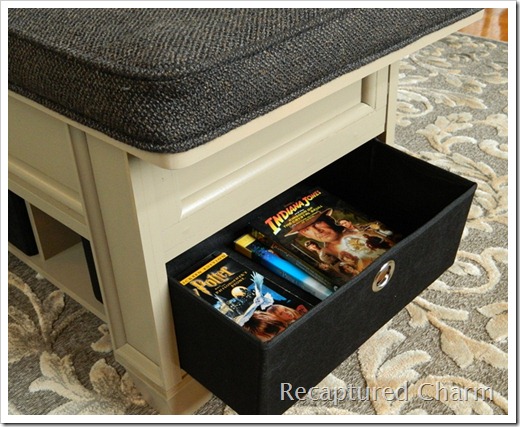 coffee table with storage, cleaning tips, painted furniture, Extra storage in the form of canvas boxes at the bottom