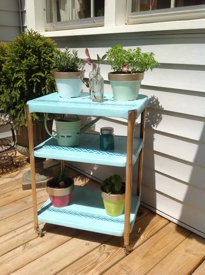herbal cart, flowers, gardening, outdoor furniture, painted furniture, repurposing upcycling
