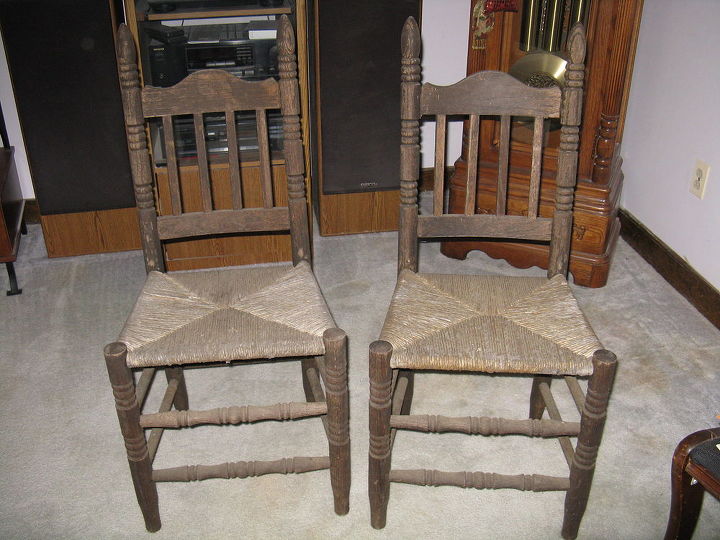 old nasty ladder back chairs with cane seats