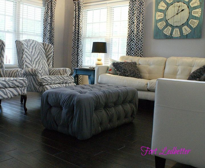 diy tufted ottoman, painted furniture
